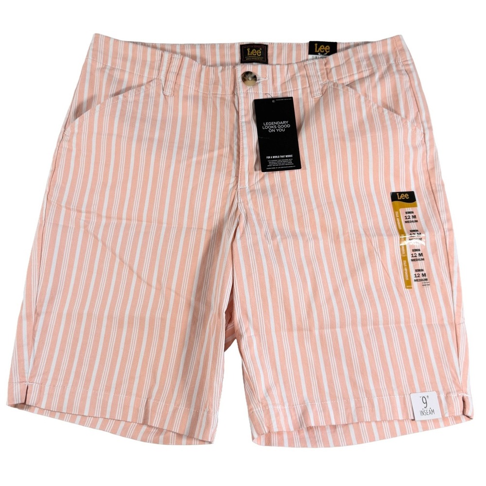 Lee Women's Legendary 9" Chino Bermuda Shorts Bud Stripe Size 12 M NWT